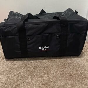Drakkar Noir Duffle Bag Gym Bag 18” Long Black Luggage Bag Travel Vacation - NEW
